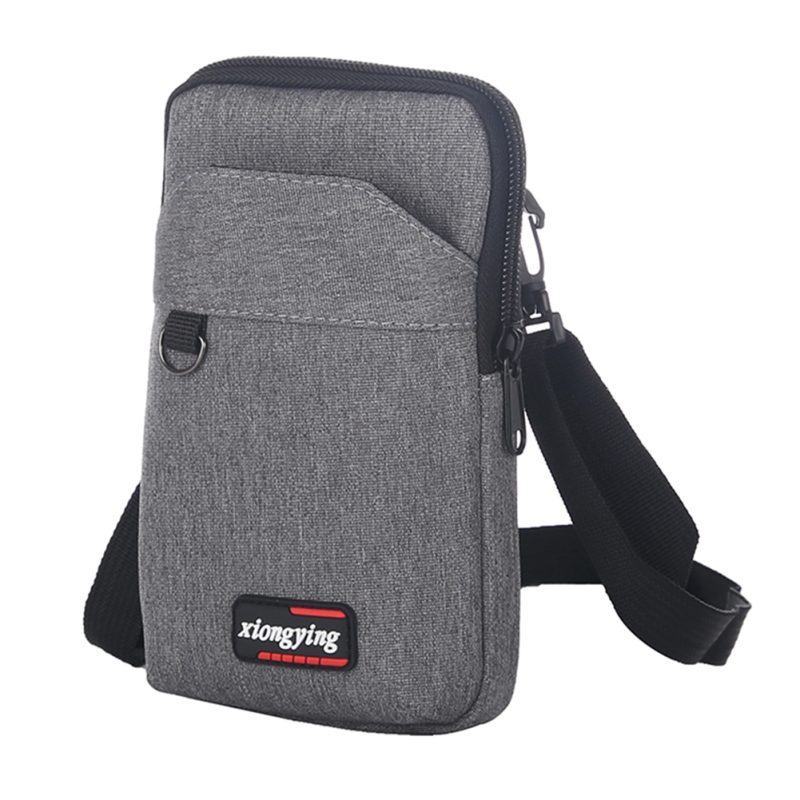 Canvas Shoulder Bag Men Solid Color Crossbody Bag Men's Casual Fashionable Phone Pouch Camping Hunting Small Square Bag Wallet - Image 2