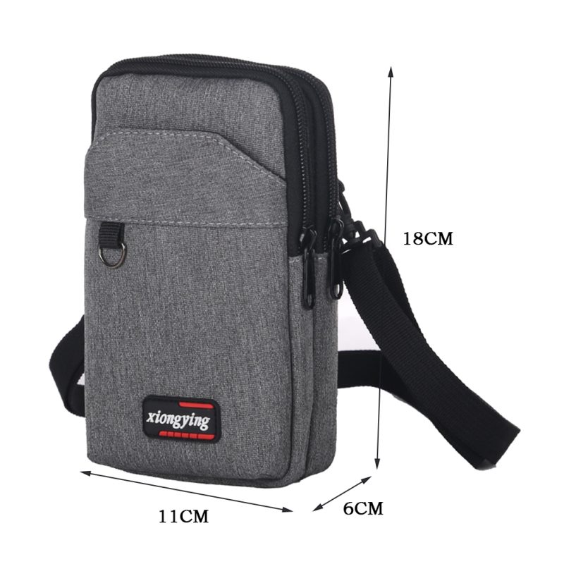 Canvas Shoulder Bag Men Solid Color Crossbody Bag Men's Casual Fashionable Phone Pouch Camping Hunting Small Square Bag Wallet - Image 6