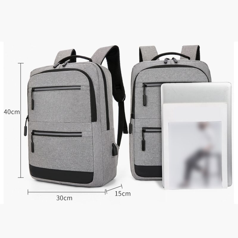 15.6-Inch Laptop Computer and Tablet Backpack,Multi-Pocket, Water-Resistant Oxford Fabric Reflective Strip, USB Interface Bag - Image 2