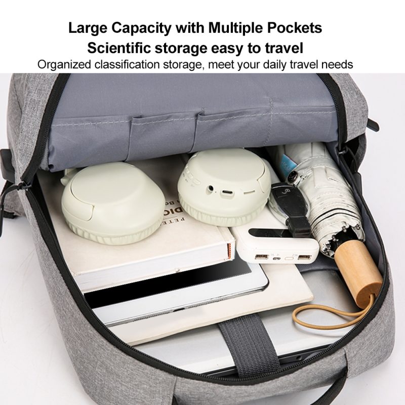 15.6-Inch Laptop Computer and Tablet Backpack,Multi-Pocket, Water-Resistant Oxford Fabric Reflective Strip, USB Interface Bag - Image 4