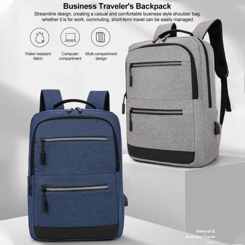 15.6-Inch Laptop Computer and Tablet Backpack,Multi-Pocket, Water-Resistant Oxford Fabric Reflective Strip, USB Interface Bag - Image 5
