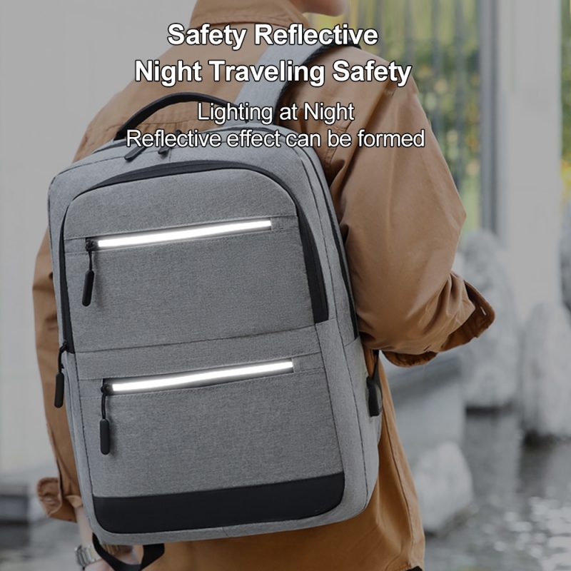 15.6-Inch Laptop Computer and Tablet Backpack,Multi-Pocket, Water-Resistant Oxford Fabric Reflective Strip, USB Interface Bag - Image 6
