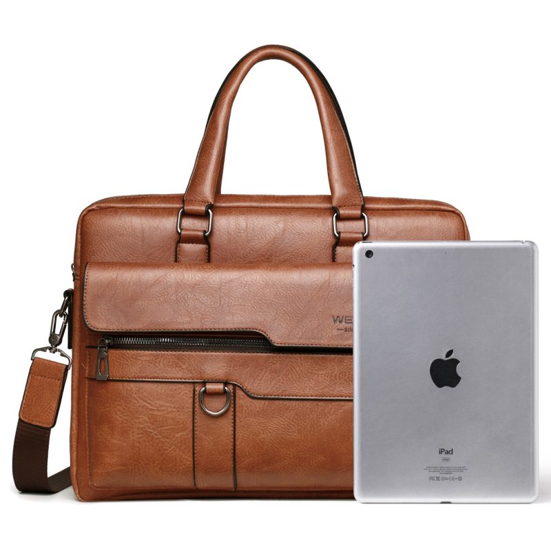 2023 Men Briefcase Bag High Quality Business Famous Brand PU Leather Shoulder Messenger Bags Office Handbag 14 inch Laptop bag - Image 2
