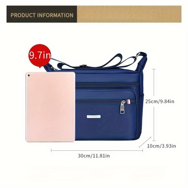 1pc Men's Large Capacity Oxford Cloth Casual Crossbody Bag, Travel Versatile Lightweight Shoulder Sling Bag - Image 2
