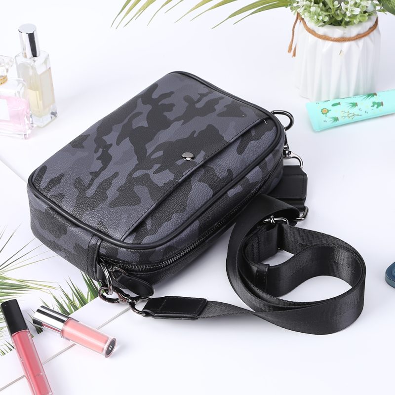 Men Shoulder Bag Leather Casual Business Messenger Bag Men Fashion Shoulder Crossbody Bag Small Square Plaid Designer Sling Bags - Image 3