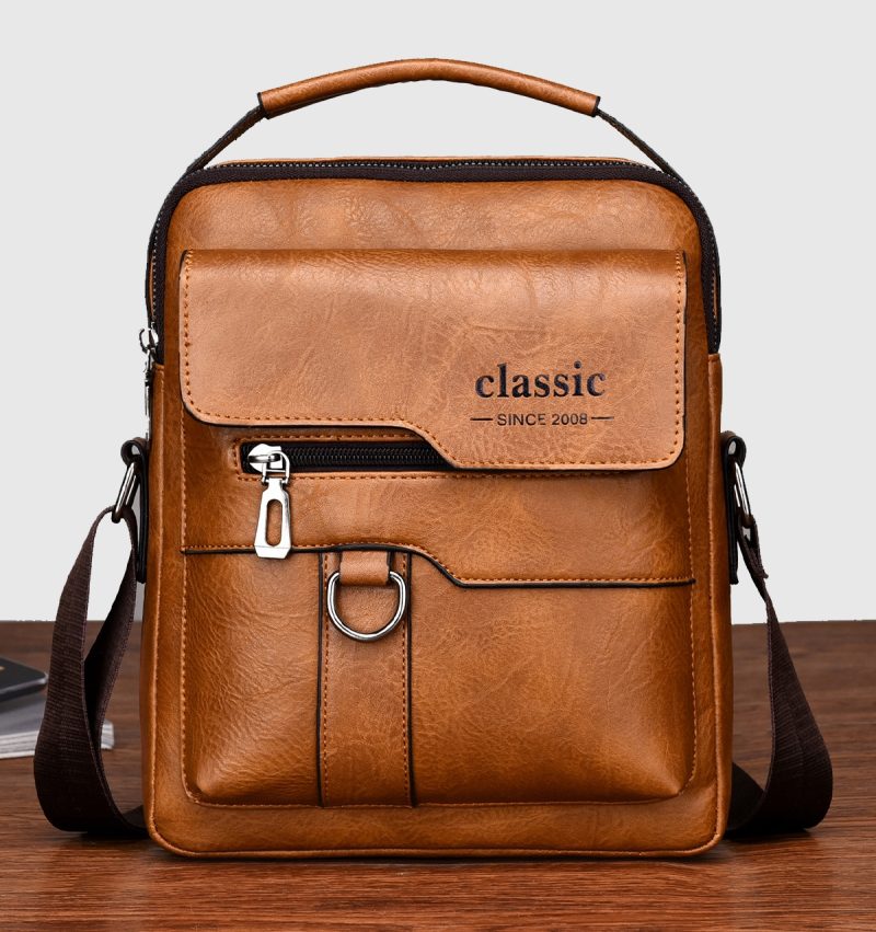 2024 New Luxury Brand Men Crossbody Bag Leather Shoulder Bag For Men Handbags Brown Business Large Capacity Messenger Side Bags