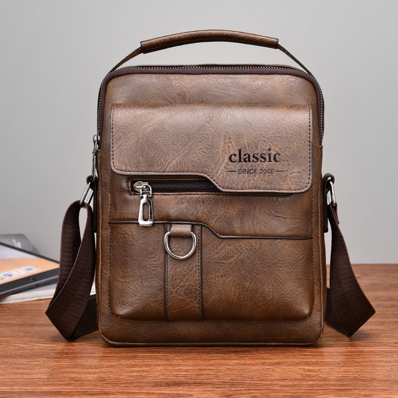 2024 New Luxury Brand Men Crossbody Bag Leather Shoulder Bag For Men Handbags Brown Business Large Capacity Messenger Side Bags - Image 2