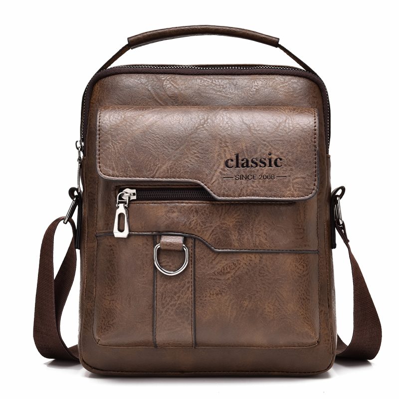 2024 New Luxury Brand Men Crossbody Bag Leather Shoulder Bag For Men Handbags Brown Business Large Capacity Messenger Side Bags - Image 4
