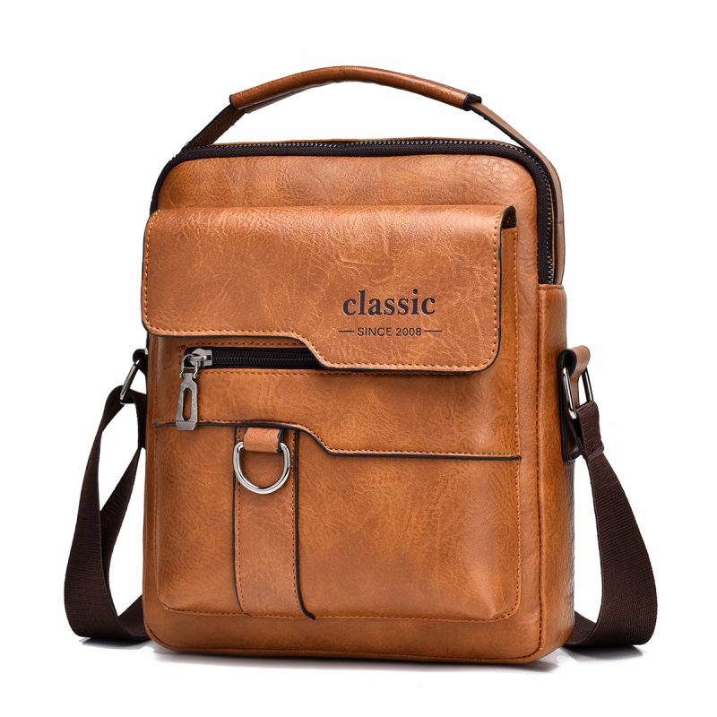 2024 New Luxury Brand Men Crossbody Bag Leather Shoulder Bag For Men Handbags Brown Business Large Capacity Messenger Side Bags - Image 5
