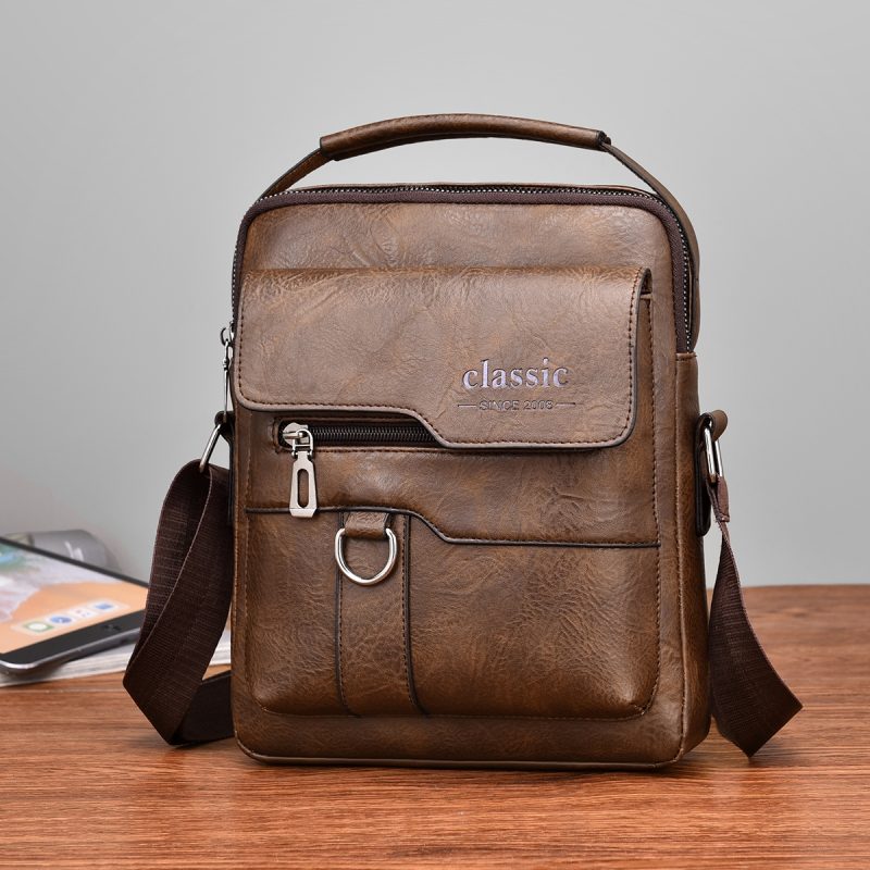 2024 New Luxury Brand Men Crossbody Bag Leather Shoulder Bag For Men Handbags Brown Business Large Capacity Messenger Side Bags - Image 7