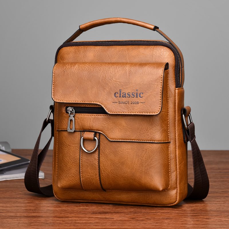 2024 New Luxury Brand Men Crossbody Bag Leather Shoulder Bag For Men Handbags Brown Business Large Capacity Messenger Side Bags - Image 9