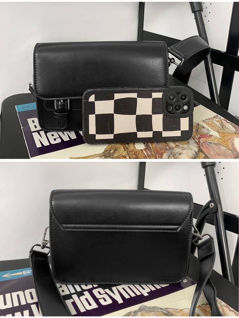Minimalist Black Shoulder Bag Retro Male PU Leather Crossbody Bags Men's Small Messenger Bag for Men Suitable for Daily Use - Image 5