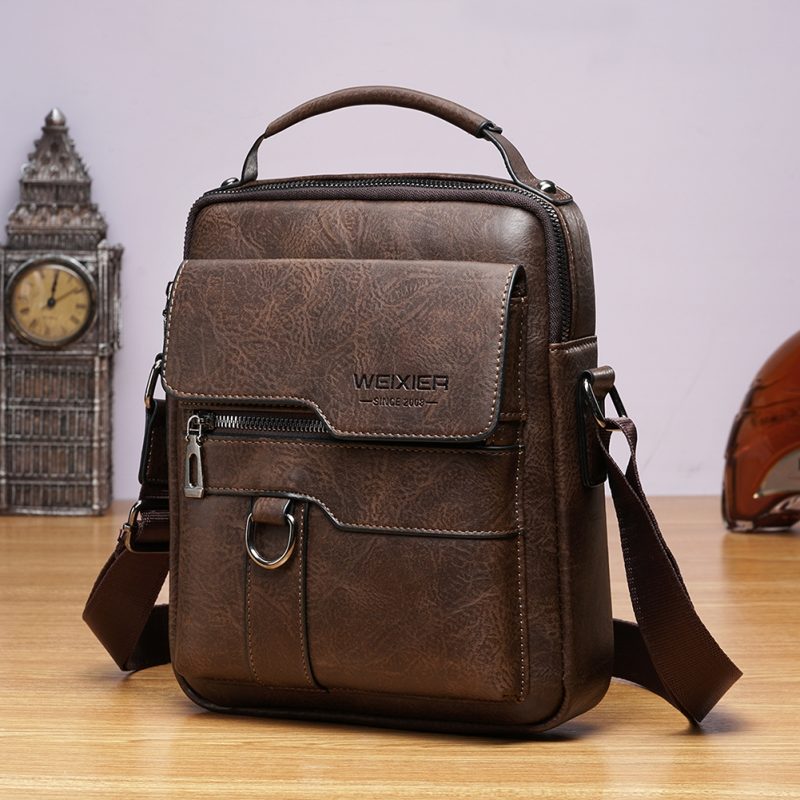 Men's Genuine Leather Shoulder Bags Vintage PU Men Crossbody Handbag Tote Casual Business Man Messenger Bag Leather Fanny Pack