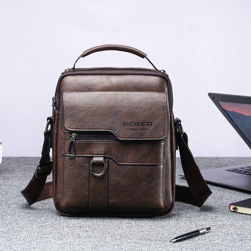 Men's Genuine Leather Shoulder Bags Vintage PU Men Crossbody Handbag Tote Casual Business Man Messenger Bag Leather Fanny Pack - Image 2