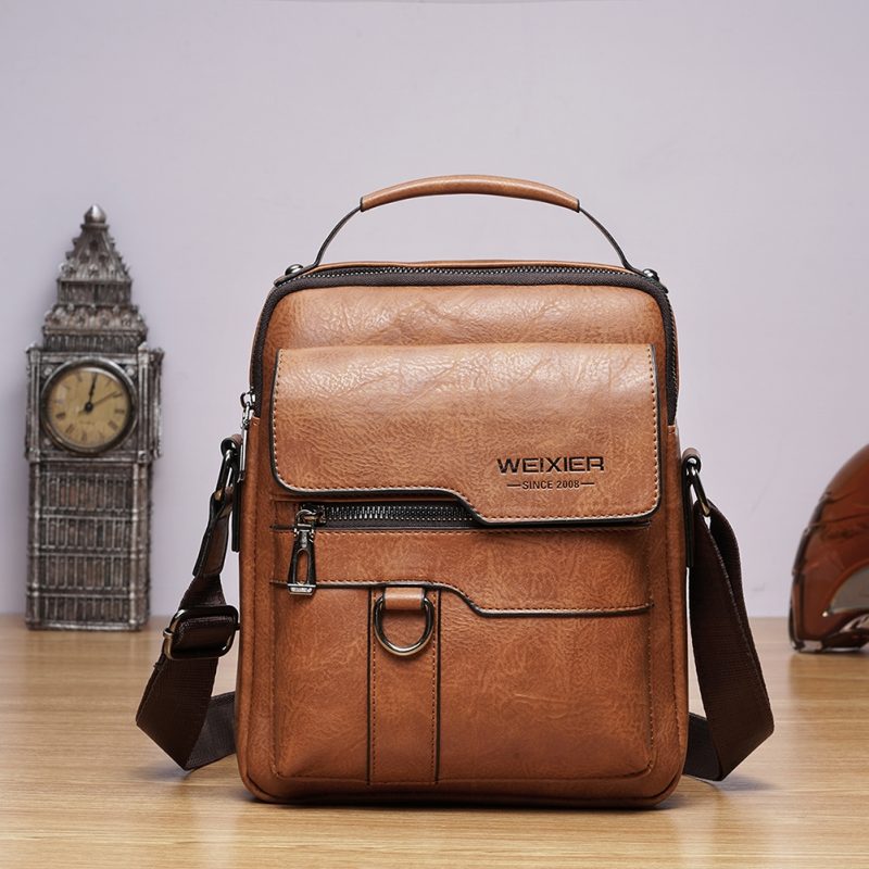 Men's Genuine Leather Shoulder Bags Vintage PU Men Crossbody Handbag Tote Casual Business Man Messenger Bag Leather Fanny Pack - Image 3