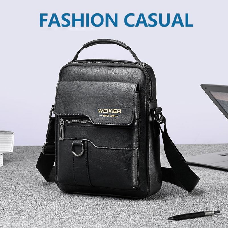 Men's Genuine Leather Shoulder Bags Vintage PU Men Crossbody Handbag Tote Casual Business Man Messenger Bag Leather Fanny Pack - Image 4