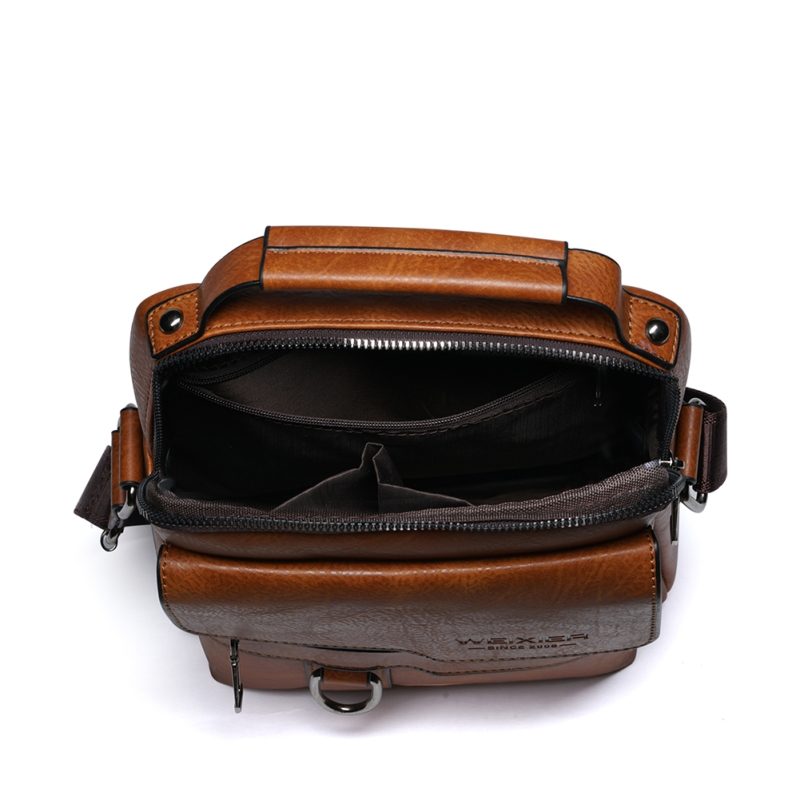 Men's Genuine Leather Shoulder Bags Vintage PU Men Crossbody Handbag Tote Casual Business Man Messenger Bag Leather Fanny Pack - Image 5
