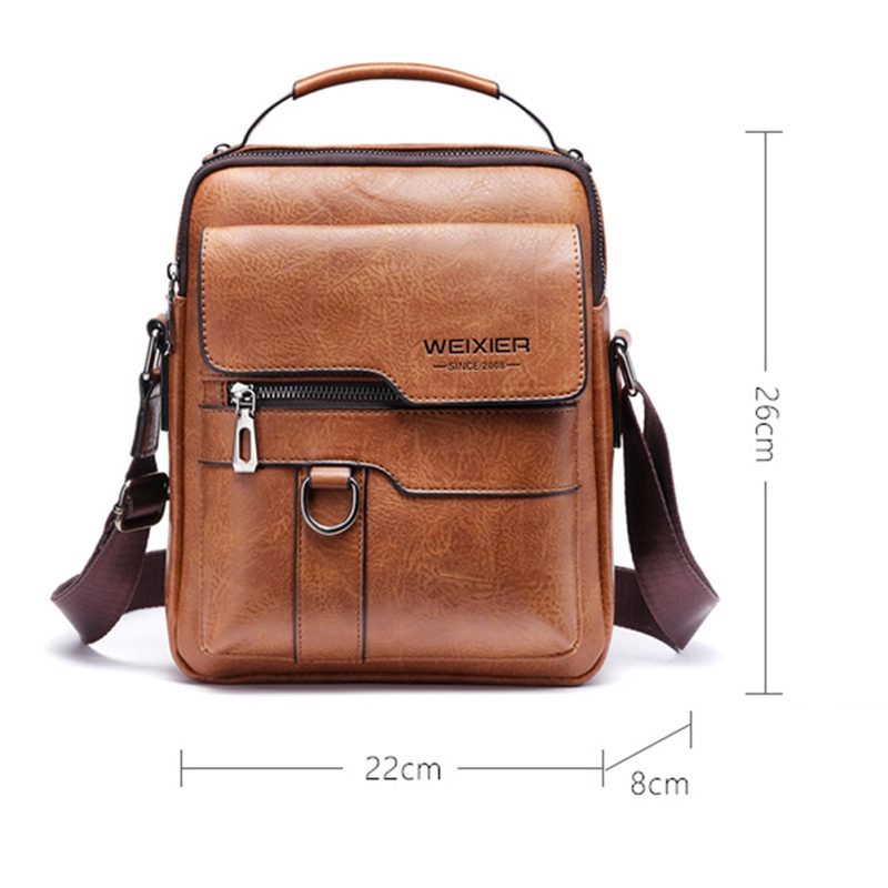 Men's Genuine Leather Shoulder Bags Vintage PU Men Crossbody Handbag Tote Casual Business Man Messenger Bag Leather Fanny Pack - Image 6