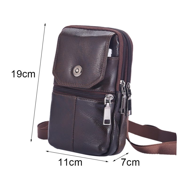 Men's Genuine Leather Shoulder Bags Vintage PU Men Crossbody Handbag Tote Casual Business Man Messenger Bag Leather Fanny Pack - Image 7