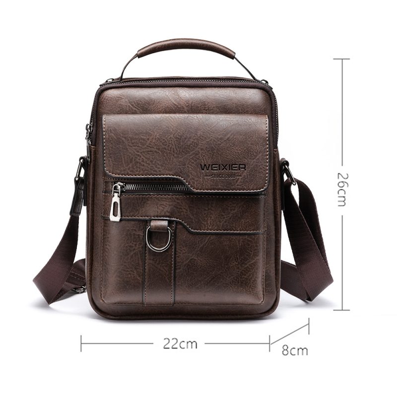 Men's Genuine Leather Shoulder Bags Vintage PU Men Crossbody Handbag Tote Casual Business Man Messenger Bag Leather Fanny Pack - Image 8