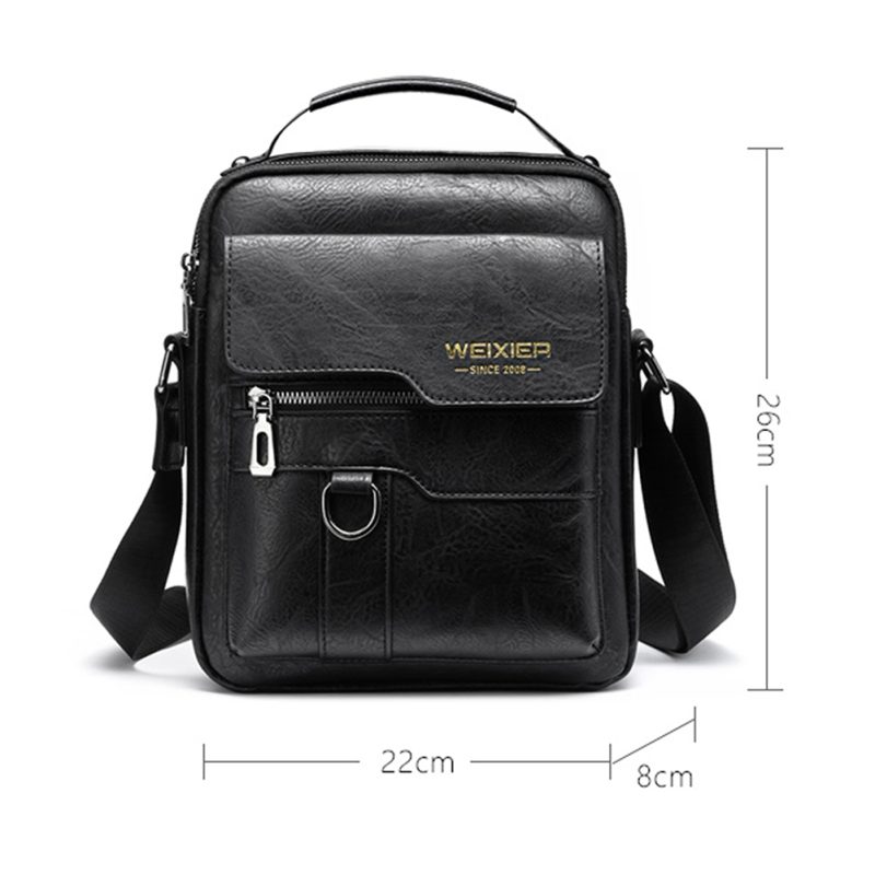 Men's Genuine Leather Shoulder Bags Vintage PU Men Crossbody Handbag Tote Casual Business Man Messenger Bag Leather Fanny Pack - Image 9