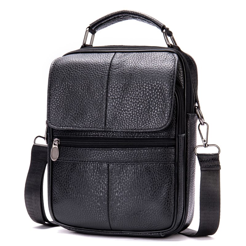Genuine Leather Men's Shoulder Bag Business Leisure Large Capacity Portable Handbag Zipper Multi Layer Male's Crossbody Bags - Image 8