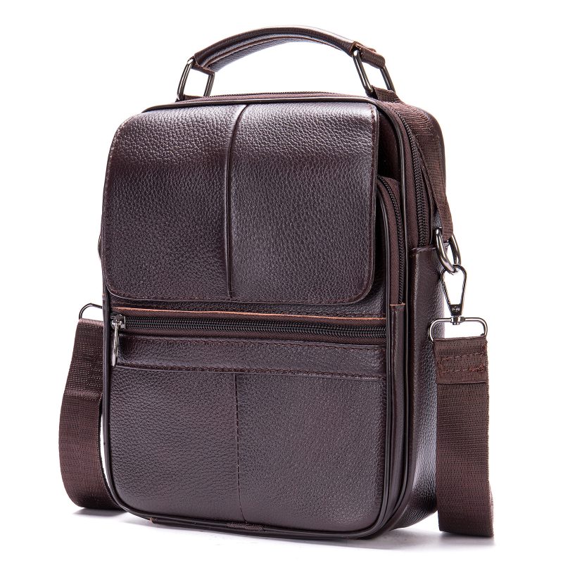 Genuine Leather Men's Shoulder Bag Business Leisure Large Capacity Portable Handbag Zipper Multi Layer Male's Crossbody Bags - Image 10