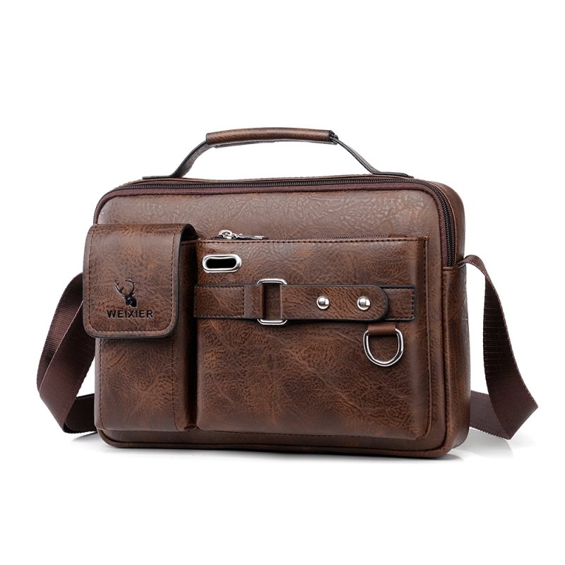 Men Crossbody Business Shoulder Bags Waterproof Vintage Men Handbags Large Capacity PU Leather Bag Man Messenger Bags Tote Bag - Image 7