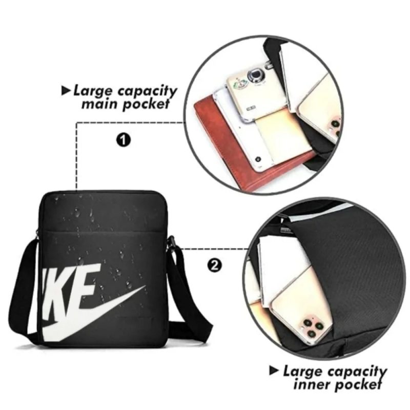 Men's Messenger Bag Small Nylon Crossbody Shoulder Bag Waterproof Casual Black Purse for Work School Travel - Image 2