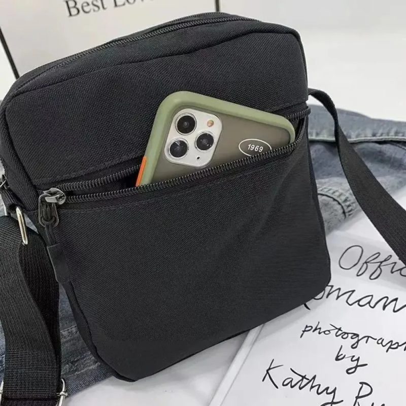 Men's Messenger Bag Small Nylon Crossbody Shoulder Bag Waterproof Casual Black Purse for Work School Travel - Image 6