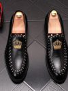 New Luxury Royal Style Men Handmade Embroidery Crow Pattern Exotic Designer Loafers FashionBrand Casual Wedding Dress Shoes Da57