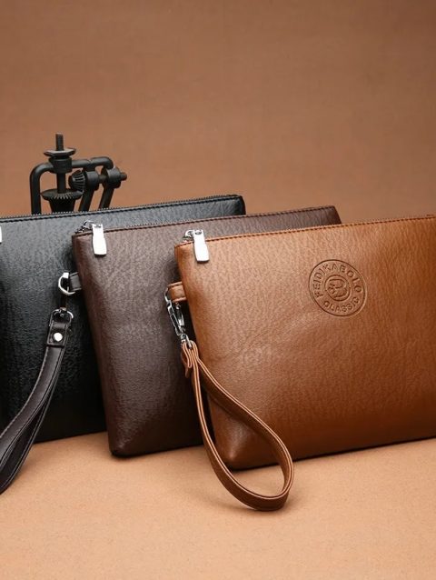 New Business Style Men's Clutch Large Wallet Soft PU Leather Male Wristlet Pack Bag Elegant Leisure Stylish Hand Bags Man Pouch