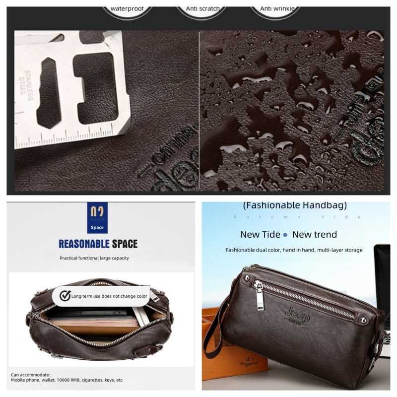 JEEP BULUO Big Brand Man's Handbags High quality Leather Clutch bag Wallet Purse Large Capacity Business New Hot Brown Black - Image 3