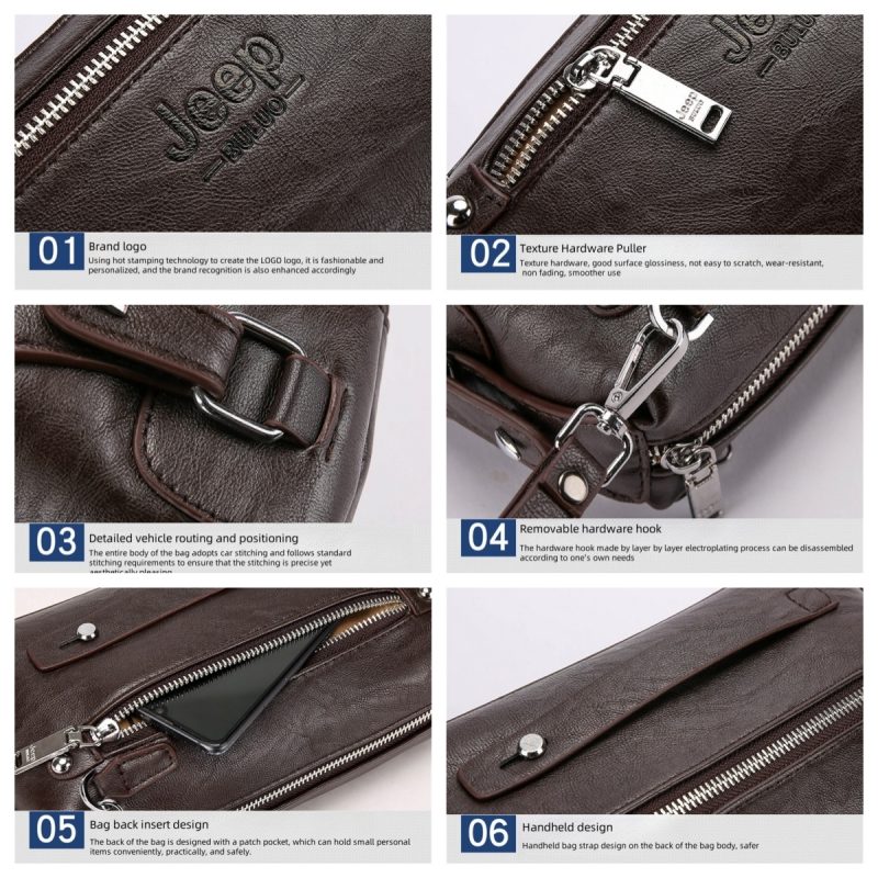JEEP BULUO Big Brand Man's Handbags High quality Leather Clutch bag Wallet Purse Large Capacity Business New Hot Brown Black - Image 4
