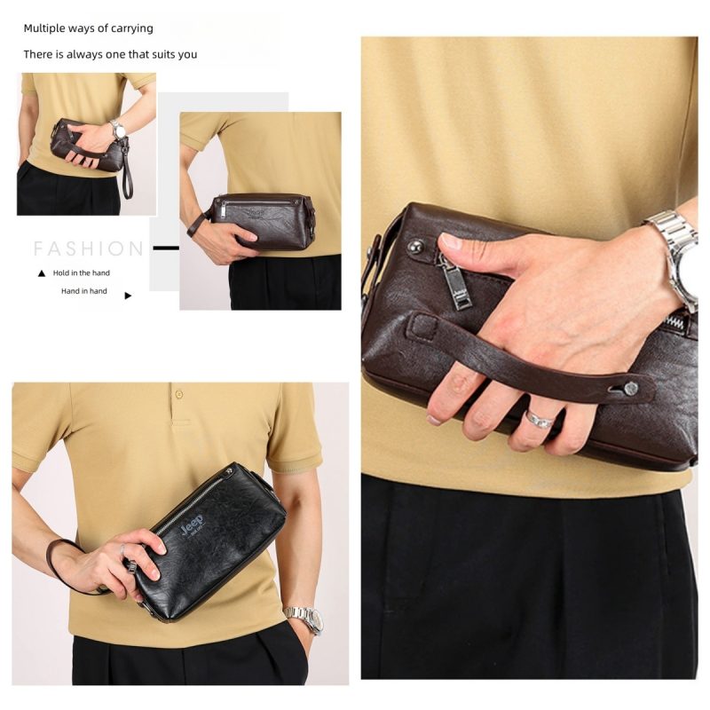 JEEP BULUO Big Brand Man's Handbags High quality Leather Clutch bag Wallet Purse Large Capacity Business New Hot Brown Black - Image 5