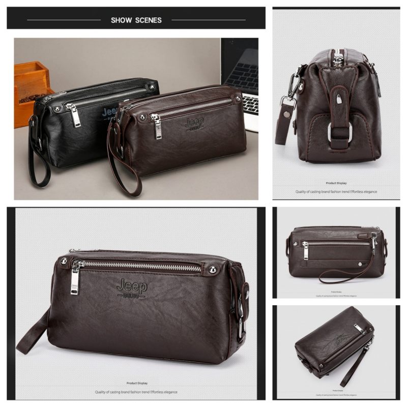 JEEP BULUO Big Brand Man's Handbags High quality Leather Clutch bag Wallet Purse Large Capacity Business New Hot Brown Black - Image 6