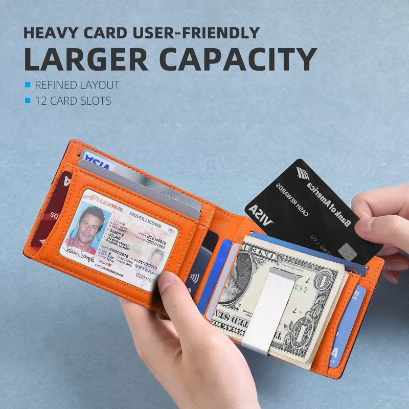 Personality Short Rfid Leather Men Wallets Carbon Fiber Slim Card Holder Wallet Black Minimalist Wallet for Men Father Day Gifts - Image 3
