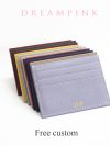 Custom Logo Genuine Leather Card Holder Personalized Initials Men Slim Card Wallet DIY Gift Women Credit Card Sleeve Wholesale