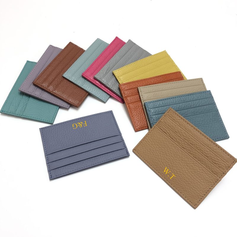 Custom Logo Genuine Leather Card Holder Personalized Initials Men Slim Card Wallet DIY Gift Women Credit Card Sleeve Wholesale - Image 2