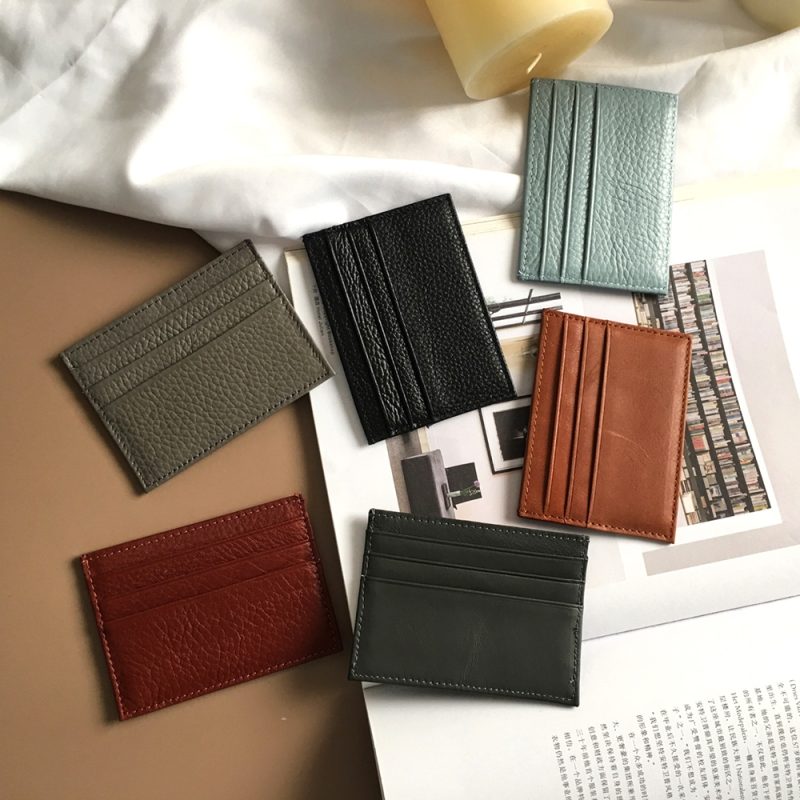 Custom Logo Genuine Leather Card Holder Personalized Initials Men Slim Card Wallet DIY Gift Women Credit Card Sleeve Wholesale - Image 3