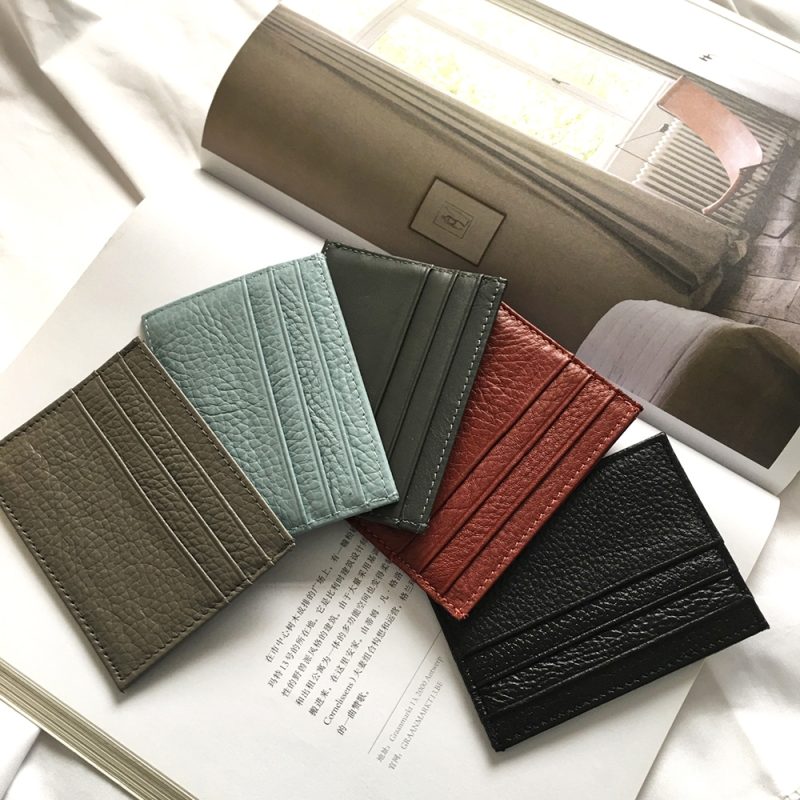 Custom Logo Genuine Leather Card Holder Personalized Initials Men Slim Card Wallet DIY Gift Women Credit Card Sleeve Wholesale - Image 4
