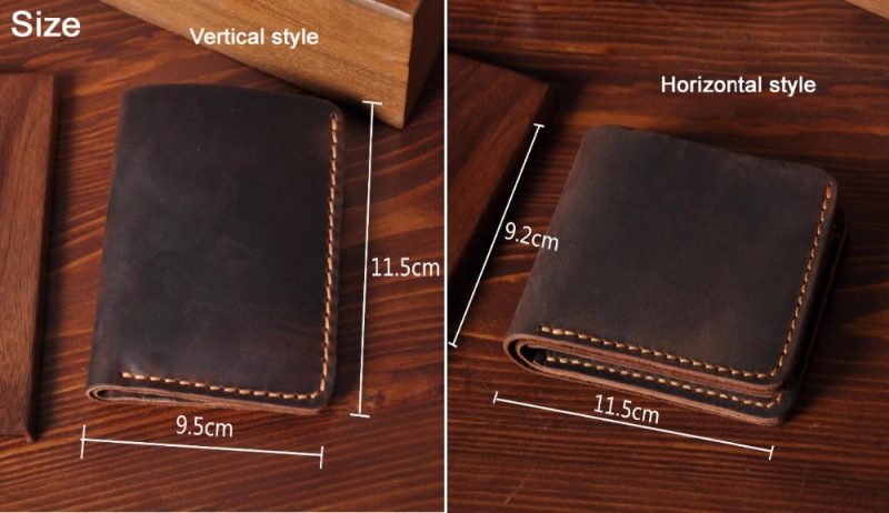 Handmade Vintage Crazy horse Genuine Leather Men Wallet Men Purse Leather Short Card Wallet for Male Money Clips Money bag - Image 3