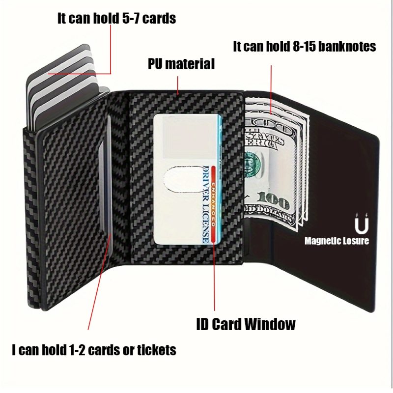 2024 New Men's Business Wallet Multi-card slot magnetic enclosure RFID Blocking Travel Wallet Card holder card pack - Image 3