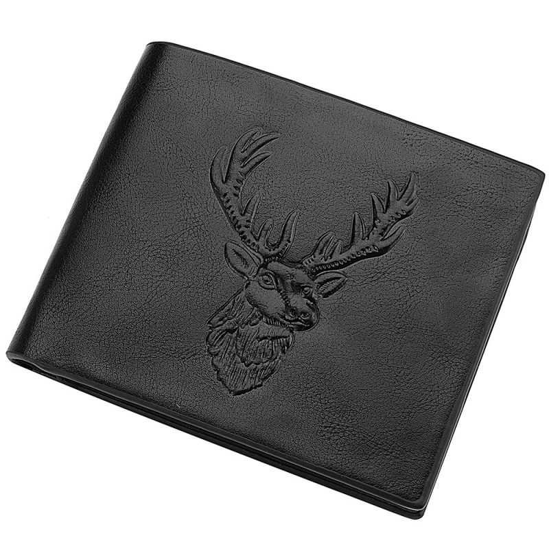 Men's Deer Head Pattern Wallet Classic 3D Embossed Design Make Three-fold Multiple Card Slots Leather Wallet - Image 7
