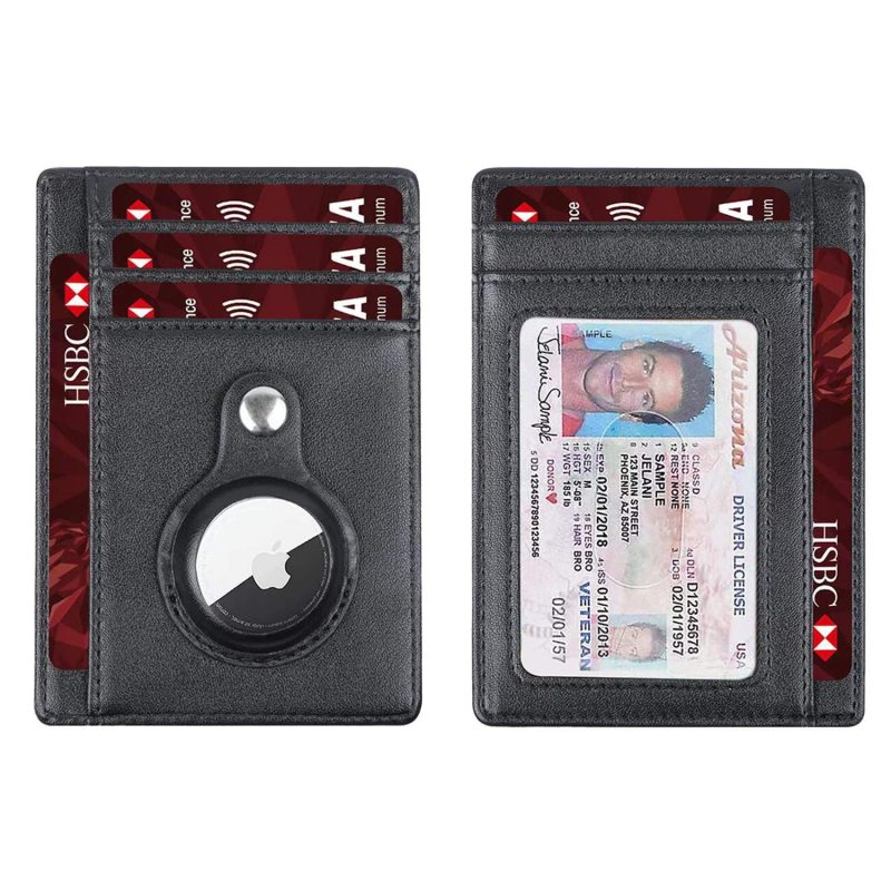 New Airtag Wallet Slim Minimalist Leather Credit Card Holder For AirTag Protective ID Case Small Anti-lost Protective Purse - Image 2