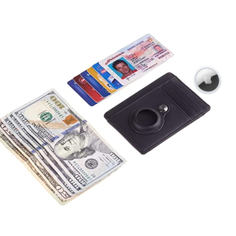New Airtag Wallet Slim Minimalist Leather Credit Card Holder For AirTag Protective ID Case Small Anti-lost Protective Purse - Image 3