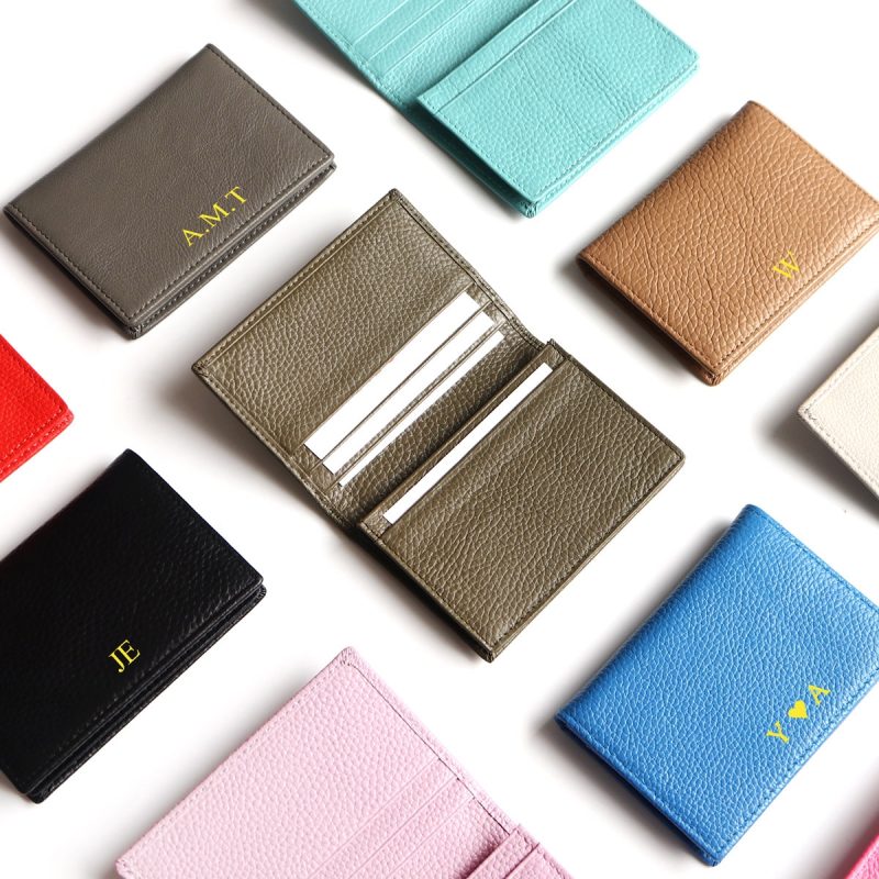 Personalize Name Business Card Holder Genuine Leather Men ID Credit Card Wallet Custom Company Logo DIY Gift Women Cardholder - Image 2