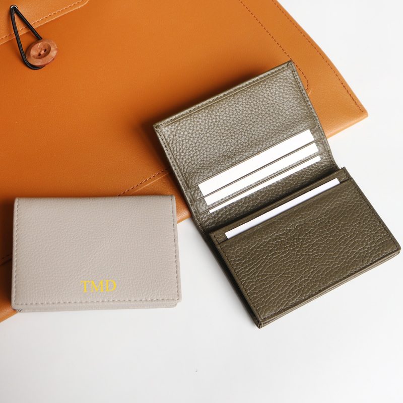 Personalize Name Business Card Holder Genuine Leather Men ID Credit Card Wallet Custom Company Logo DIY Gift Women Cardholder - Image 3