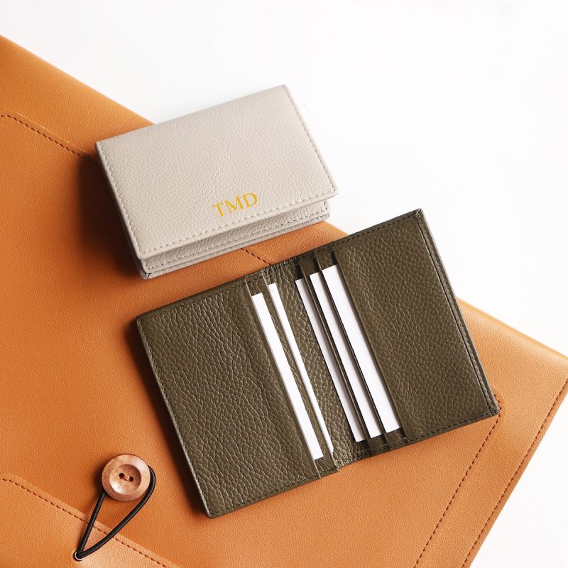 Personalize Name Business Card Holder Genuine Leather Men ID Credit Card Wallet Custom Company Logo DIY Gift Women Cardholder - Image 4