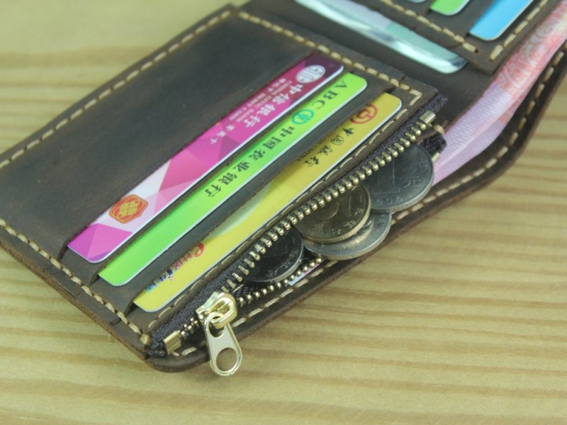 Luxury Handmade Genuine Leather Men Wallet Bifold Purse Male Wallets Short Money Clip Vintage Leather Money Bag with zip pocket - Image 5